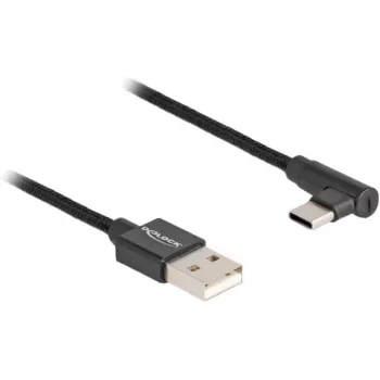 DeLOCK Καλώδιο USB 2.0 Type-A αρσενικό σε USB Type-C αρσενικό γωνιακό 2 m μαύρο