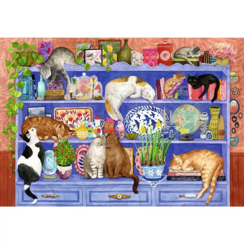 Παζλ Ravensburger Feel Well & Puzzle Cats on the Shelf – 200 τεμάχια