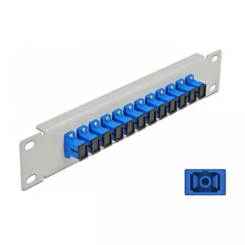 Patchpanel LWL DeLOCK 10 ιντσών 12 Port SC Simplex μπλε 1HE γκρι