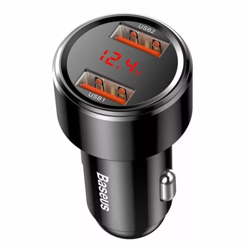 Baseus Magic CCMLC20A-01 φορτιστής αυτοκινήτου, 2x USB-A QC 3.0, 45 W, 6 A, οθόνη τάσης, μαύρος