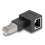 DeLOCK προσαρμογέας βύσμα RJ45 σε υποδοχή RJ45 Cat.6A 90° αριστερά γωνιακός μαύρος
