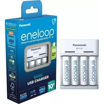 Φορτιστής Panasonic eneloop BQ-CC61 με 4 μπαταρίες 2200 mAh (K-KJ61MCD40USB)