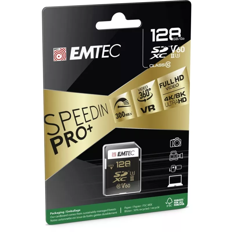 Κάρτα μνήμης Emtec 128 GB UHS-II SpeedIN PRO+