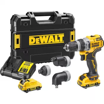 DeWALT DCD703L2T-QW 12 V XR επαναφορτιζόμενο δραπανοκατσάβιδο με εναλλάξιμες κεφαλές, 2x 3,0 Ah Li-Ion, 4 κεφαλές, 1500 RPM, τσοκ 10 mm χωρίς κλειδί, 0,9 kg, κίτρινο/μαύρο