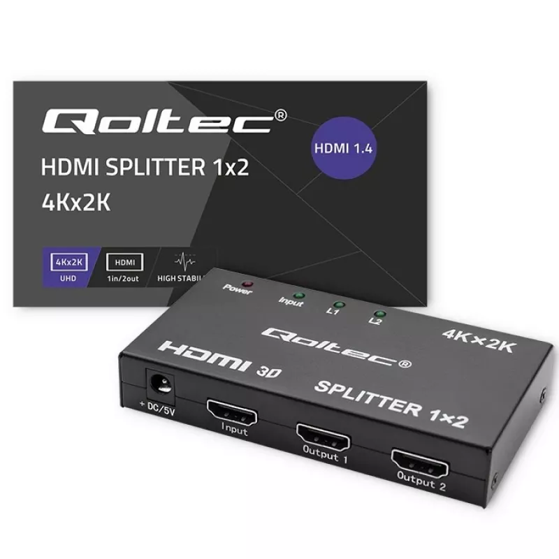 Ενεργός διαχωριστής HDMI Qoltec 51796 2 x HDMI 4K x 2K, 3,4 Gbit/s