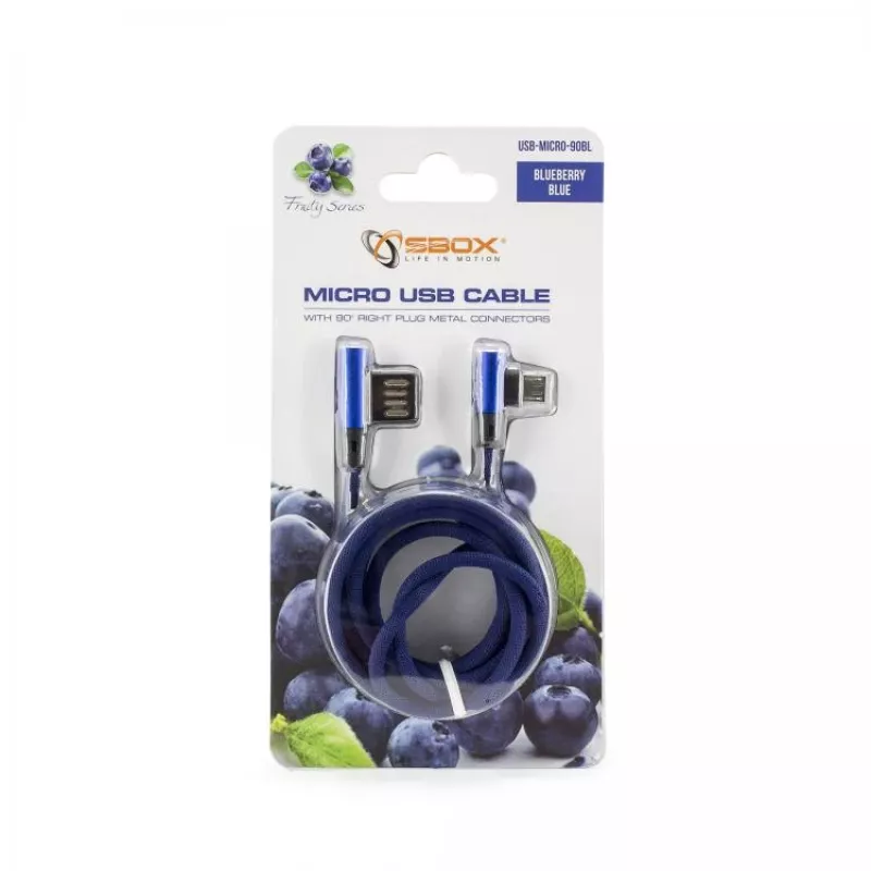 Sbox USB->Micro USB 90 M/M 1.5m USB-MICRO-90BL blueberry μπλε