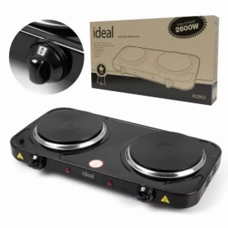 IDEAL ηλεκτρική κουζίνα 2 εστιών, μέγιστη ισχύς 2600 W