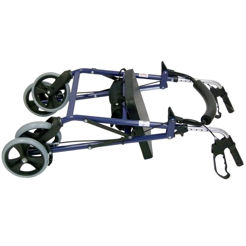 Rollator με τέσσερις τροχούς και κάθισμα, μπλε/μαύρο
