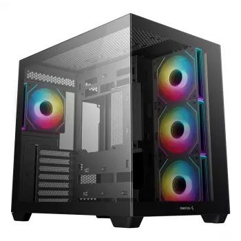 Κουτί PC DeepCool CG530 4F Midi Tower μαύρο — γυαλί tempered, ATX/ITX/Micro ATX, 3x120mm ανεμιστήρες, USB-C