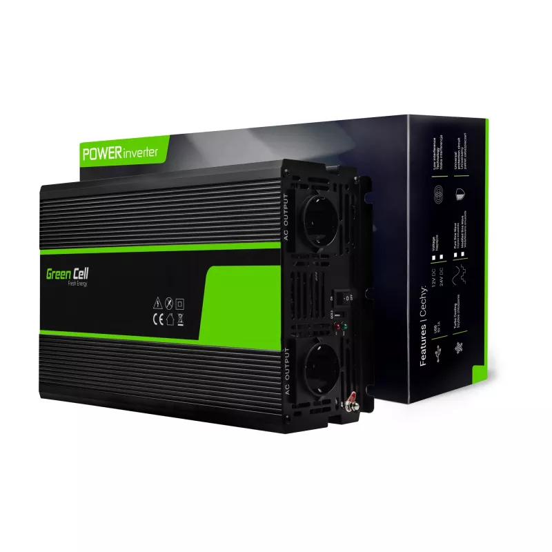 Green Cell INV11 μετατροπέας τάσης αυτοκινήτου 2000 W μαύρο