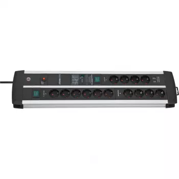 Πολύπριζο Premium-Protect-Line 14 θέσεων Duo (μαύρο/ασημί, 3 μέτρα, προστασία υπέρτασης 120.000A, 2x USB)
