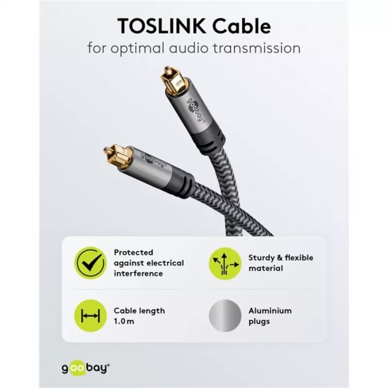 Καλώδιο Plus Toslink (μαύρο/ασημί, 5 μέτρα)