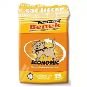 Πηκτή άμμος Super Benek Economic 25 L — κόκκοι μπεντονίτη, εξουδετέρωση οσμών, βιοδιασπώμενη