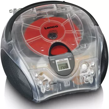 Φορητό ραδιόφωνο με CD player Lenco SCD-24TR — FM, έξοδος 4W, LCD, τηλεσκοπική κεραία, λειτουργία ρεύματος/μπαταρίας, 6× μπαταρίες C