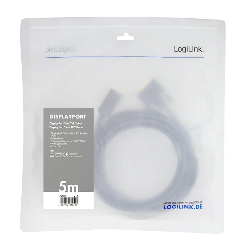 Καλώδιο DisplayPort σε DVI, μαύρο, 5 m