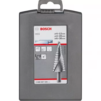 Σετ τρυπανιών βαθμίδων Bosch HSS με στέλεχος 3 επιφανειών για αλουμίνιο και πλαστικό