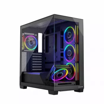 Κουτί PC MODECOM Volcano Stellar 5F ATX Midi Tower, σκληρυμένο γυαλί, 5 προεγκατεστημένοι ανεμιστήρες, USB‑C, υποστηρίζει microATX/ATX, μέγ. GPU 420 mm, ύψος ψύκτρας CPU 175 mm