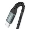 Qoltec 52358 καλώδιο USB-C σε USB-C, USB 2.0, 480 Mbps, 100 W PD, QC 3.0, πλεκτό νάιλον, 1,5 m, μαύρο