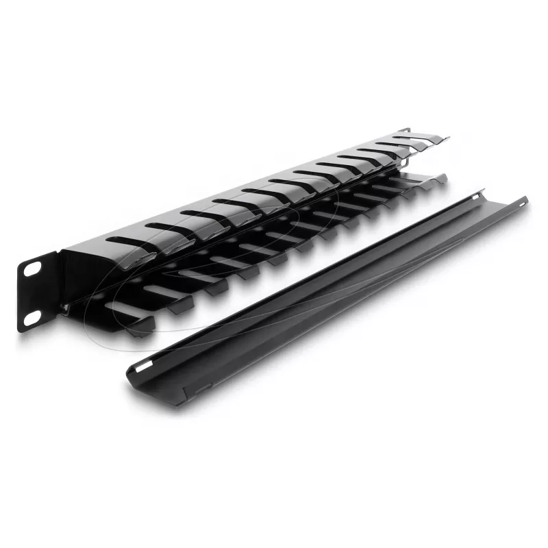 Delock 67628 Πάνελ διαχείρισης καλωδίων 19 inch με βούρτσα, 1U, Μαύρο