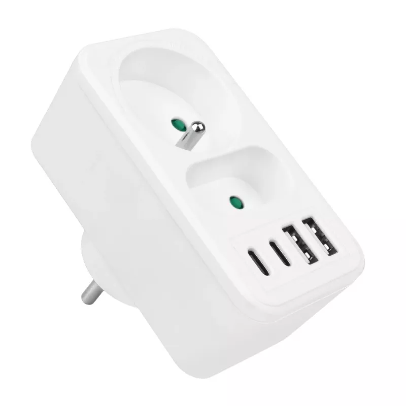 Πολύπριζο MACLEAN MCE249 F/W – 2x πρίζες ρεύματος (16A + 6A) και 4x USB (2x A, 2x C PD 20W)