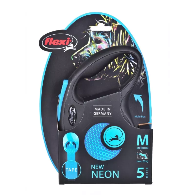 FLEXI New Neon M - Λουρί με μηχανισμό - 5 m