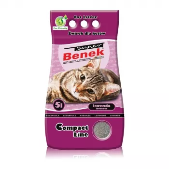 Πυκνοποιημένη άμμος super benek Certech Super Benek Compact Lavender 5 L — μπεντονίτης, γρήγορη απορρόφηση, δεν κολλάει