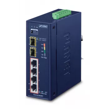 PLANET IGS-624HPT Διακόπτης δικτύου Unmanaged Gigabit Ethernet (10/100/1000) Power over Ethernet (PoE) μπλε