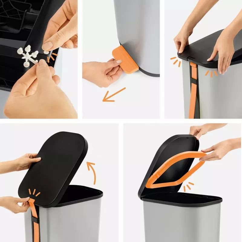 ROTHO Ribo Silver - Κάδος με πεντάλ – 35l