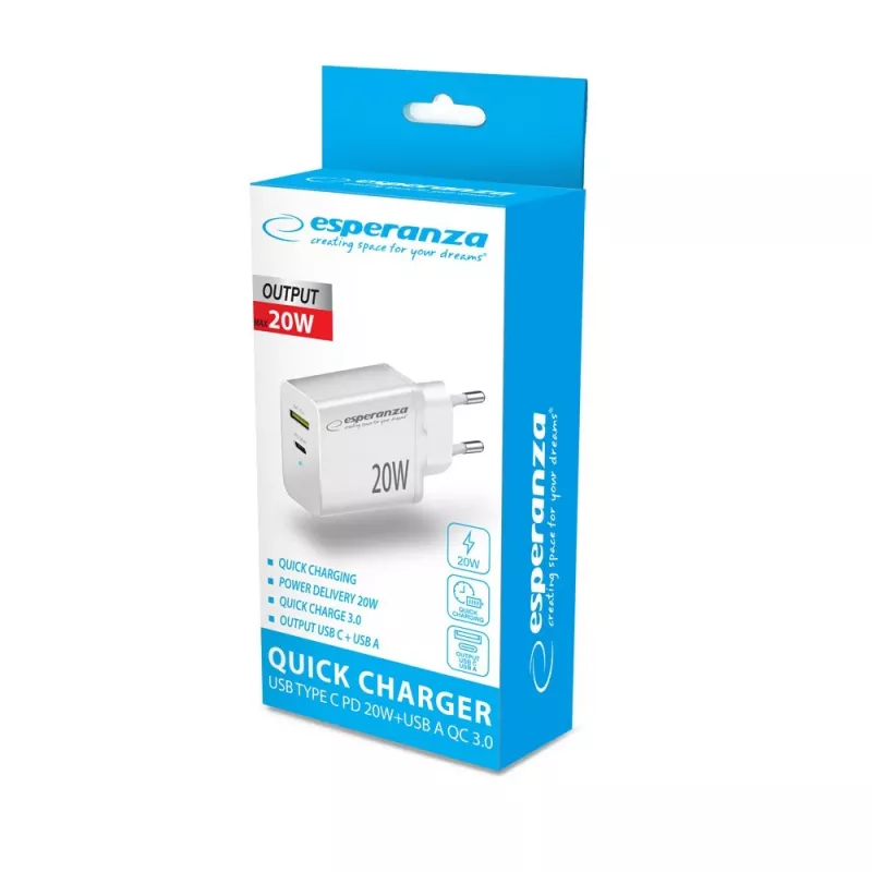 Esperanza EZC105W φορτιστής τοίχου 20W λευκός