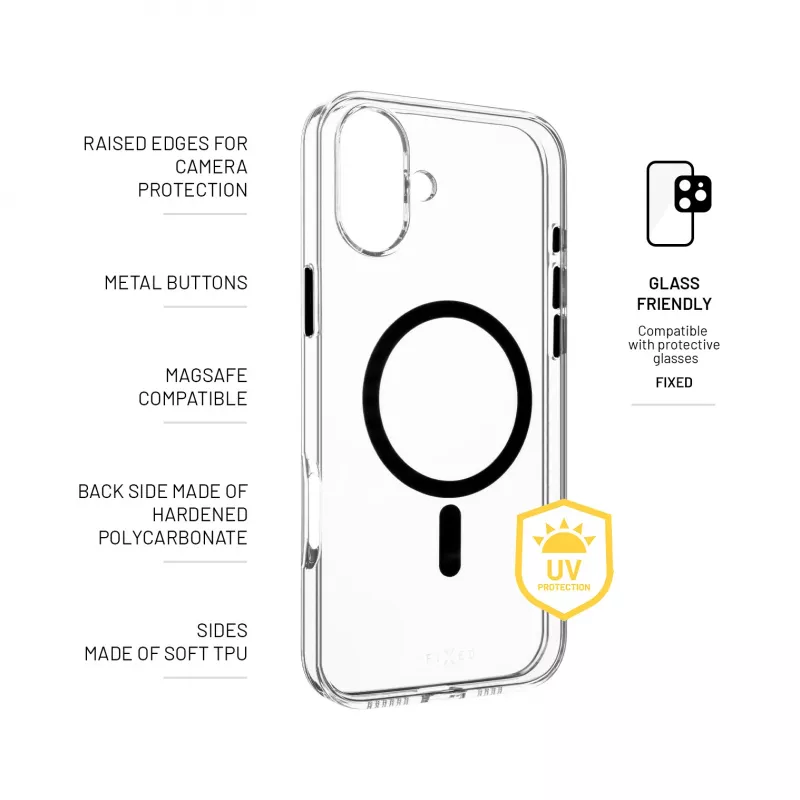 Fixed | MagPurity | Πίσω κάλυμμα | Apple | iPhone 16 Plus | TPU | Διάφανο, Μαύρο