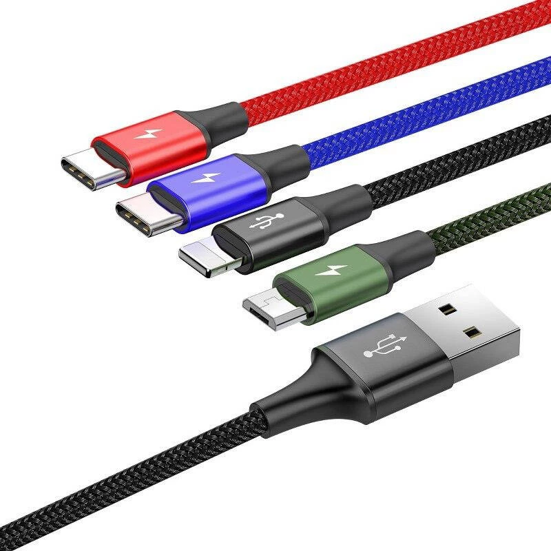 Καλώδιο USB Baseus Fast 4in1 2xUSB-C / Lightning / Micro 3.5A 1.2m (μαύρο)