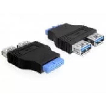 Delock προσαρμογέας USB 3.0 Pin Header υποδοχή θηλυκή > 2 x USB 3.0 υποδοχή θηλυκή - δίπλα-δίπλα (65324)