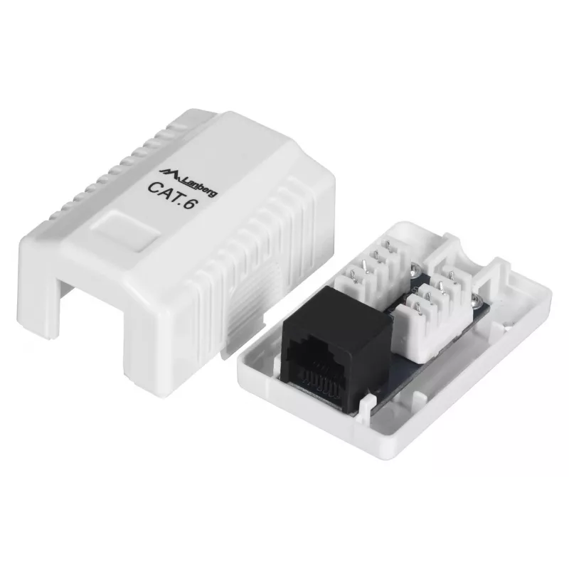 LANBERG Πρίζα τοίχου RJ-45 OU6-0001-W, Cat6, λευκή