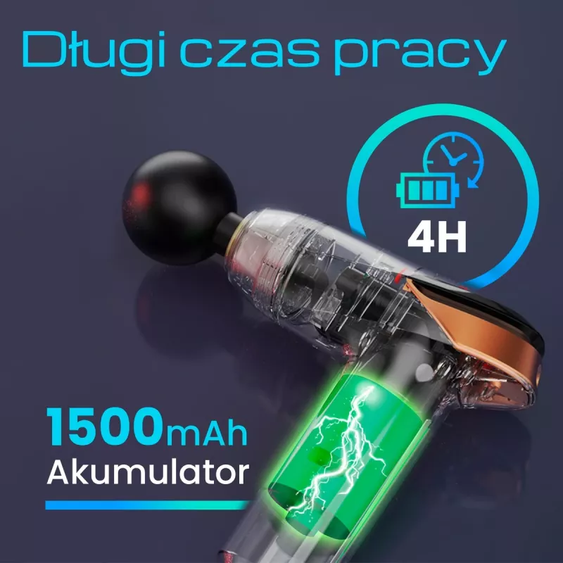 Πιστόλι μασάζ Extralink MSG-02-LITE 3200 U/min 6 εξαρτήματα