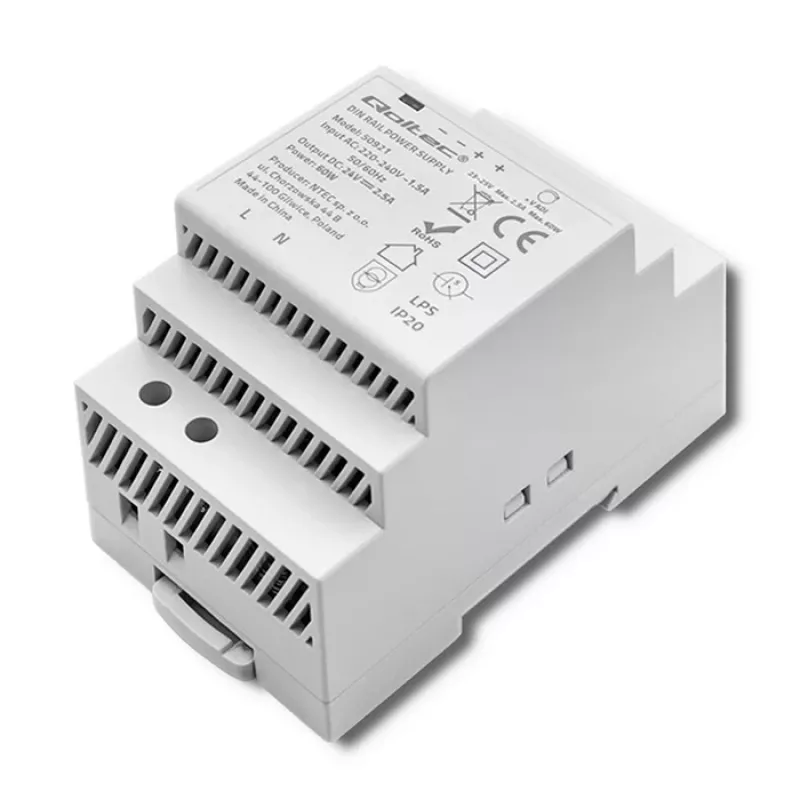 Τροφοδοτικό ράγας QOLTEC 24V 2.5A 60W γκρι
