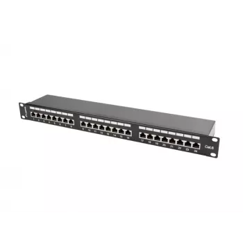 Patchpanel 1U LANBERG PPS6-1024-B, 24 θυρών Cat6, μέταλλο, μαύρο, 442×114,5×44,5 mm