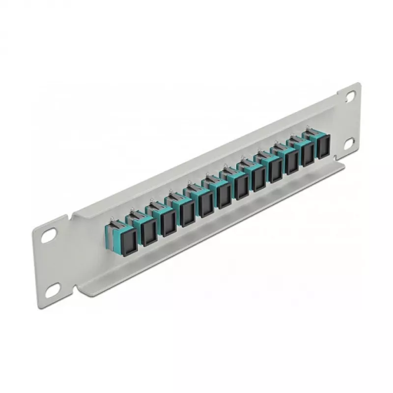 Patchpanel οπτικών ινών DeLOCK 10 ιντσών 12 Port SC Simplex aqua 1U γκρι