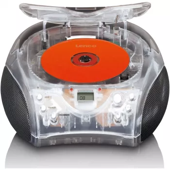 Φορητό ραδιόφωνο με CD player Lenco SCD-24TR — FM, έξοδος 4W, LCD, τηλεσκοπική κεραία, λειτουργία ρεύματος/μπαταρίας, 6× μπαταρίες C