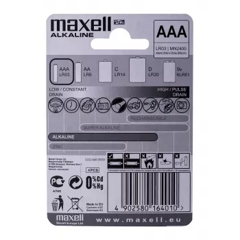 Μπαταρία Maxell αλκαλική LR-03 AAA συσκευασία 4 τεμ. μπαταρία μίας χρήσης