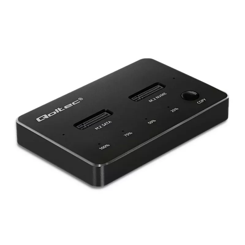Qoltec 52274 σταθμός σύνδεσης M.2 SSD | NVMe | SATA | USB-C | DUAL 2 x 2TB