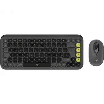 Logitech POP ICON COMBO Swiss, Γραφίτης/Πράσινο, Bluetooth, Swiss, 920-013275