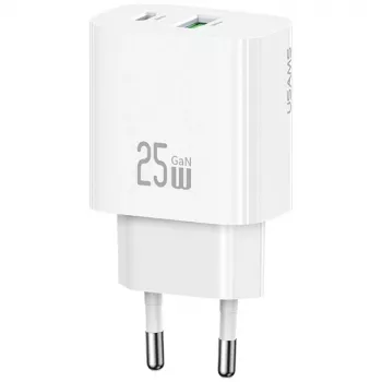 Φορτιστής usams USA001630 25W, 1× USB-A + 1× USB-A, γρήγορη φόρτιση