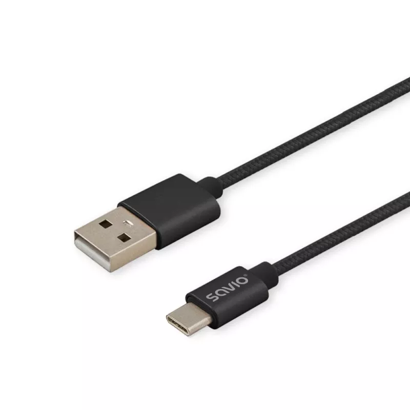 Καλώδιο USB Savio CL-129 2 m USB 2.0 USB A USB C μαύρο