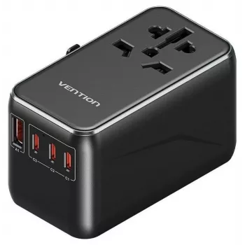 Φορτιστής Vention FJGB0 100W GaN με 3× USB-C και 1× USB-A, Μαύρο