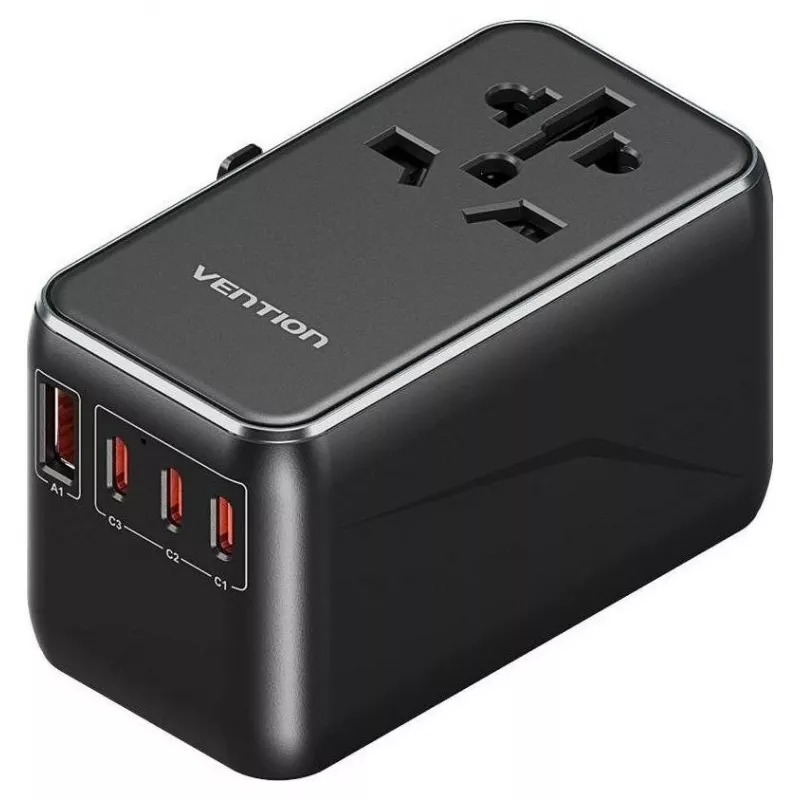 Φορτιστής Vention FJGB0 100W GaN με 3× USB-C και 1× USB-A, Μαύρο