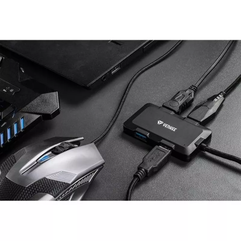Yenkee YHB 4341BK Hub USB 3.0 4 θυρών με είσοδο τροφοδοσίας Micro-USB
