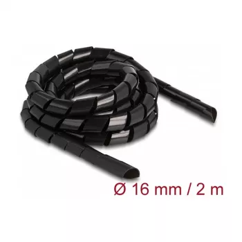Σπιράλ σωλήνας DeLOCK εύκαμπτος 2 m x 16 mm μαύρος πολυαιθυλένιο