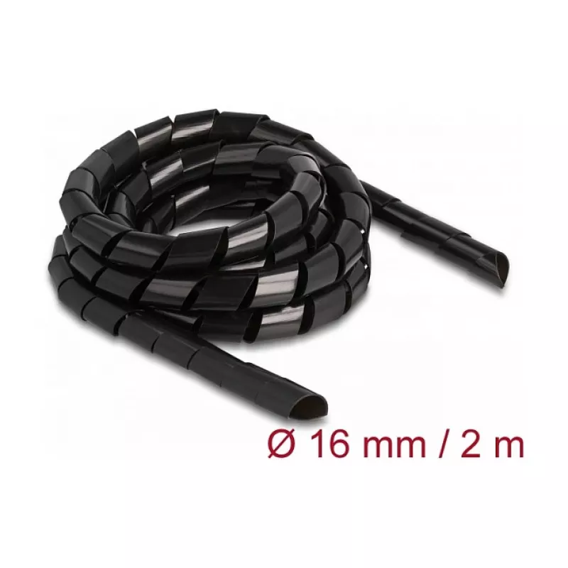 Σπιράλ σωλήνας DeLOCK εύκαμπτος 2 m x 16 mm μαύρος πολυαιθυλένιο