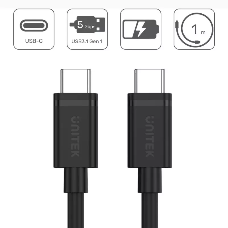 Καλώδιο USB UNITEK Y-C477BK USB 3.2 Gen 1 1m USB C Μαύρο