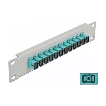 Patchpanel οπτικών ινών DeLOCK 10 ιντσών 12 Port SC Simplex aqua 1U γκρι